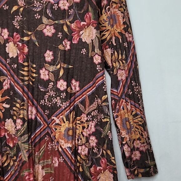 Soft Surroundings Ribbed Floral Long Sleeve Top Size Small - Picture 4 of 8